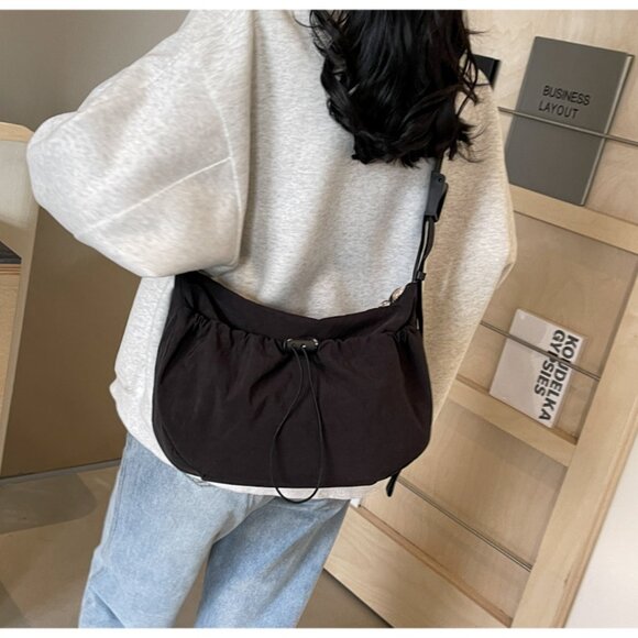 Crescent Bag Nylon Crossbody Bags for Women Black - Picture 2 of 5